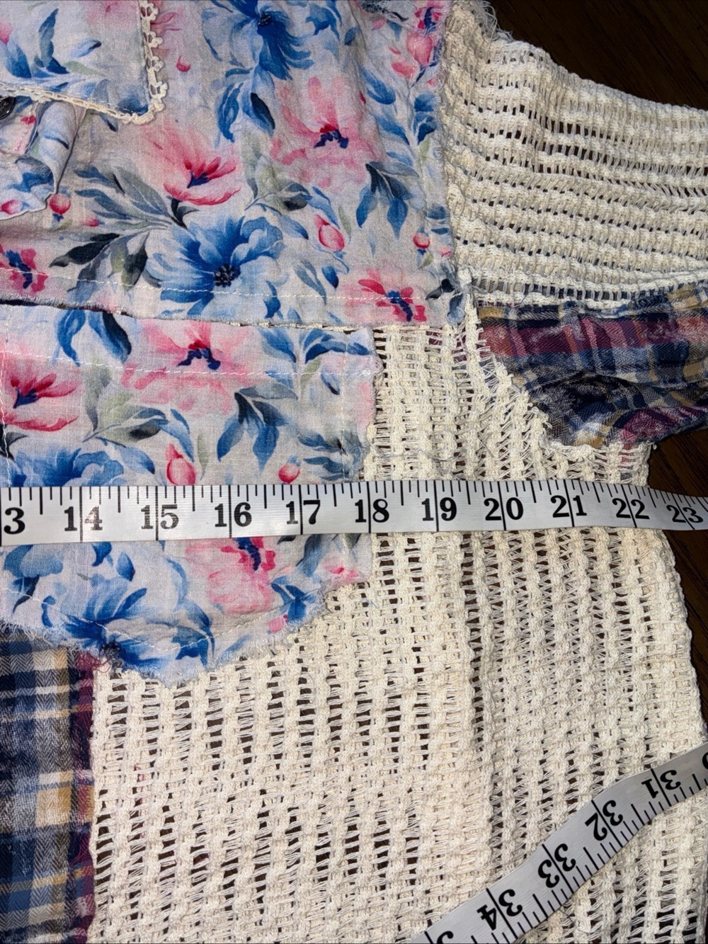 POL Floral Button-Up Shirt in Blue Pink Cream - Picture 8 of 11